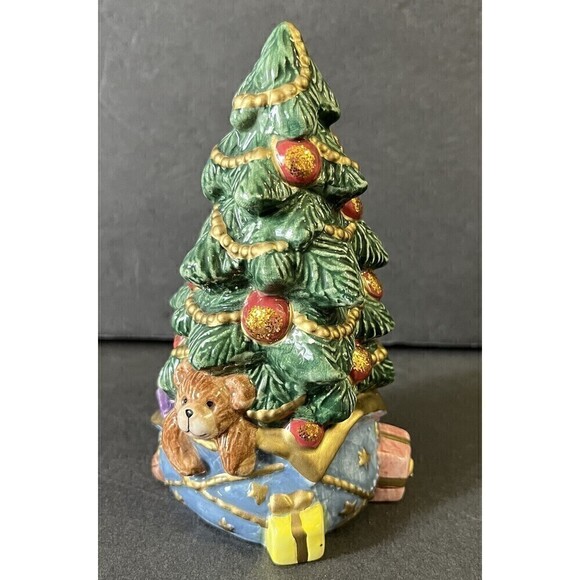 Fitz and Floyd Christmas Tree Salt Pepper Shaker Holiday Ceramic Vintage 1994 - Picture 1 of 8